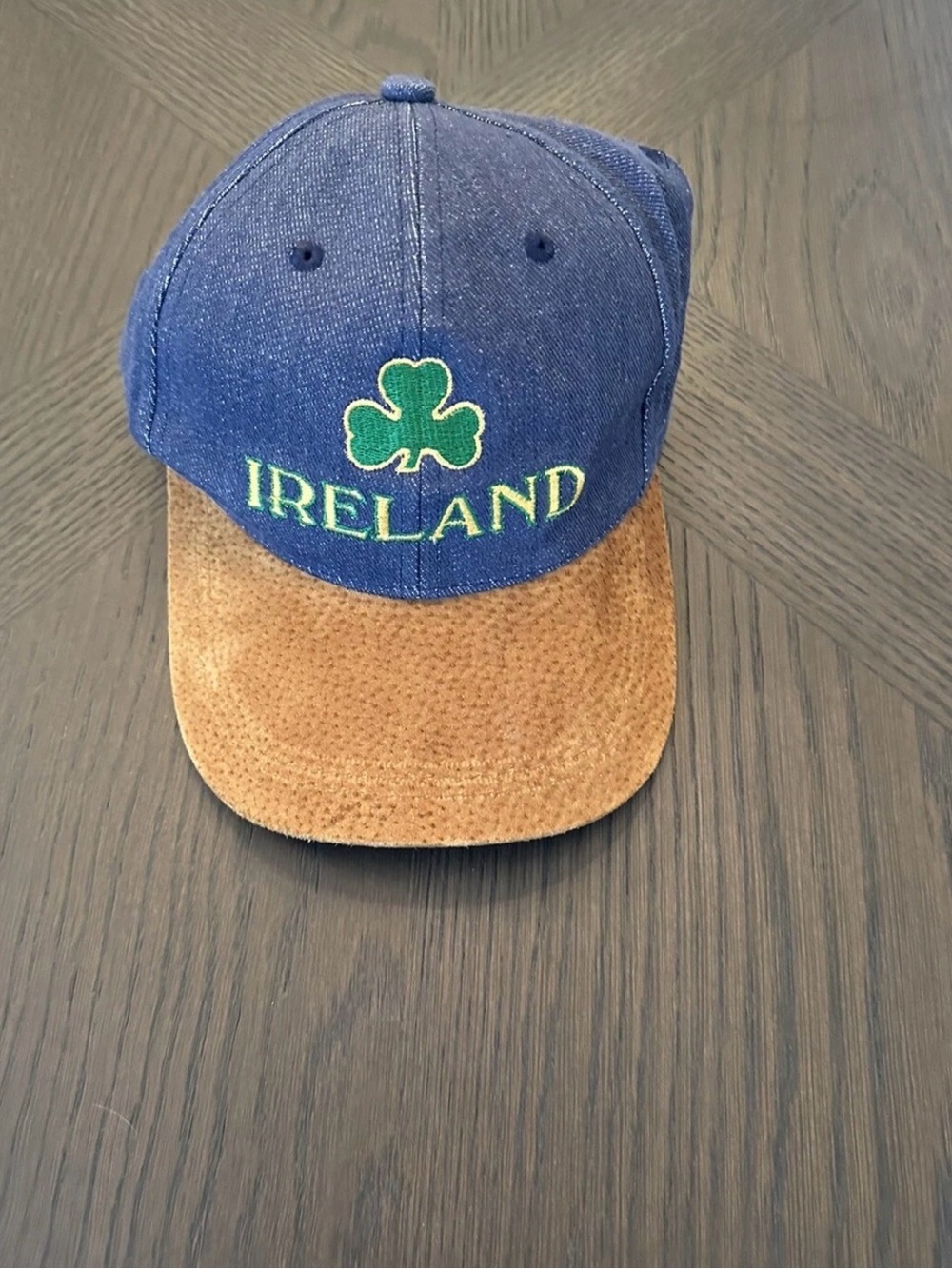 Ireland Irish Tan Suede Bill Hat Baseball Embroidered Logo Adjustable
